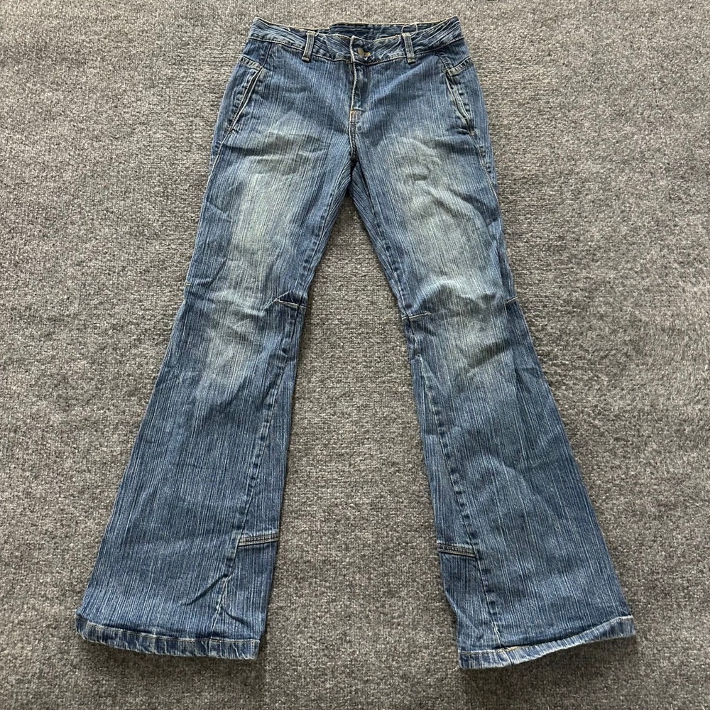 Unbranded Jeans Womens Size 30 Blue Flare Leg Paneled Medium Wash Denim Casual